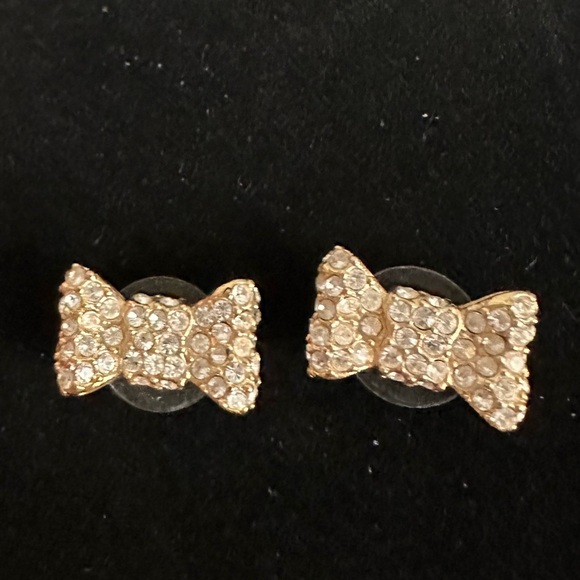 Kate Spade Gold Bow crystals throughout Stud Earrings - like new - Picture 3 of 8
